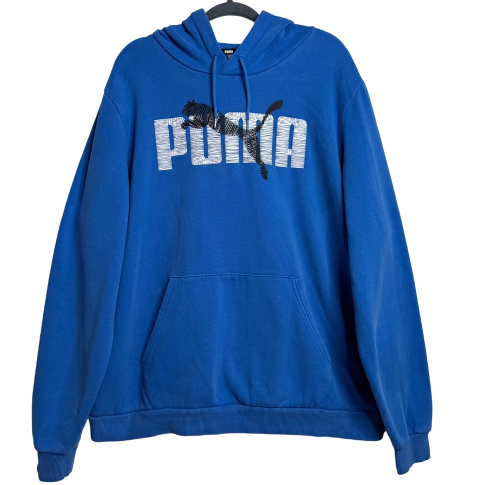 Puma Bold Logo-Print Hoodie Blue Men's Sz 2XLT